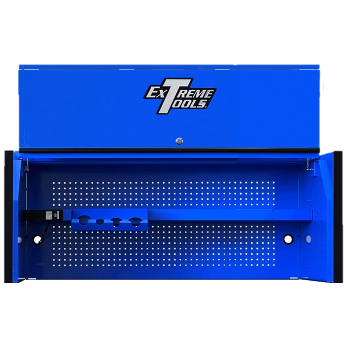 Extreme Tools RX Series Professional 55"W x 25"D Extreme Power Workstation & Hutch Blue, Black Drawer Pulls EXTRX552501HCBLBK