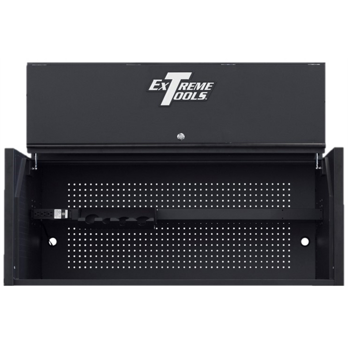 Extreme Tools RX Series Professional 55"W x 25"D Extreme Power Workstation & Hutch Matte Black, Black Drawer Pulls EXTRX552501HCMBBK