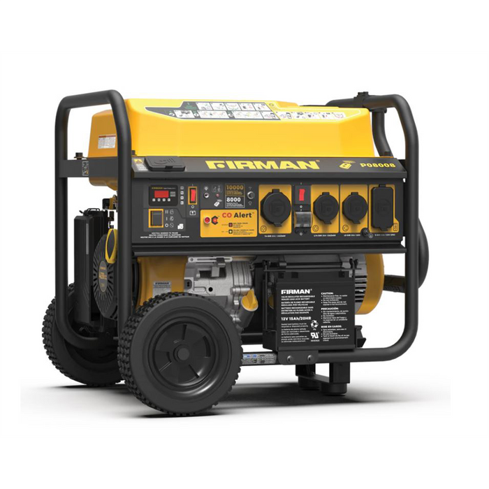 Firman Generator, 8000W/10,000W, Gasoline, Remote Start, 120/240V, w/ Wheel Kit, CO FRGP08008