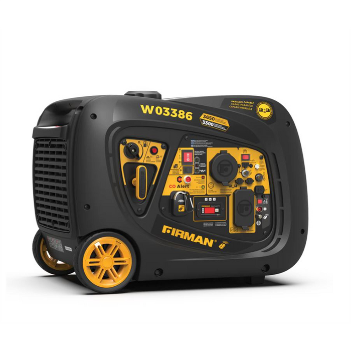 Firman Inverter, 3300W/3650W, Gasoline, Remote Start, 120V w/CO Alert FRGW03386