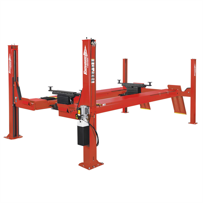 Forward Lift 14,000 lb Open Front 4-Post Alignment Rack with Jacks & Alignment Kit – Red ROTCROA14N202YRD