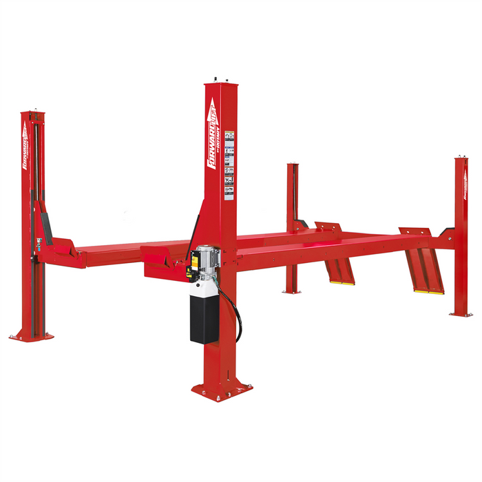 Forward Lift 14,000 lb Open Front 4-Post General Service Lift 215" Wheelbase Pneumatic Locks – Red ROTCRO14N102YRD