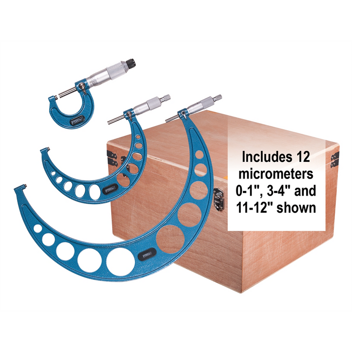 Fowler 0–12" Outside Micrometer Set – Precision Measuring Tool Set FOW52-215-012-1