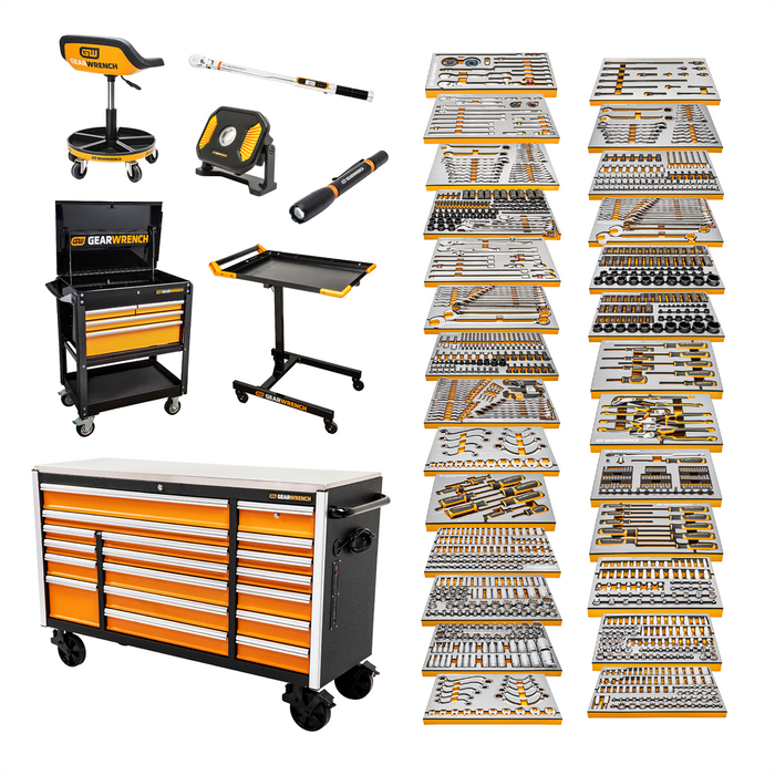 GearWrench 1268 Piece MEGAMOD Master Mechanics Tool Set Inch Premium Modular Foam Trays with Tool Storage KDTMEGAMOD1268