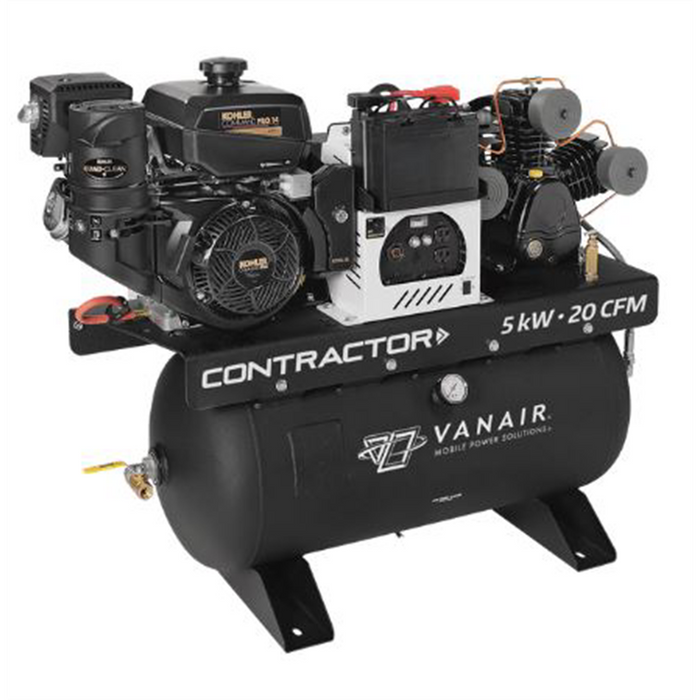 Goodall Manufacturing Contractor 14HP Air Compressor & Generator – 20 CFM, 30-Gallon Tank, 5kW Peak Power (GDL050712)