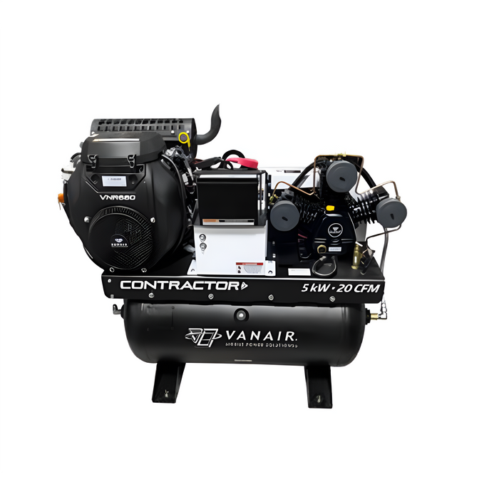 Goodall Manufacturing Contractor 20HP Air Compressor & Generator – 20 CFM, 30-Gallon Tank, 5kW Peak Power, Remote Mount (GDL050687)
