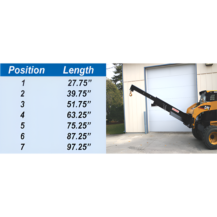 Skid Steer Industrial Jib | 8' | 2000 lbs Cap. | Haugen Attachments