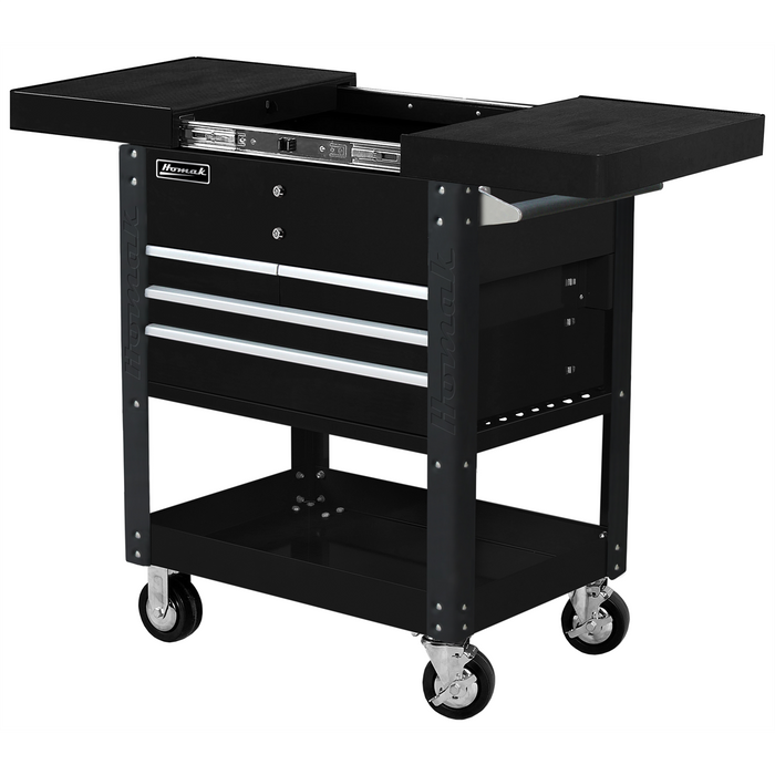 Homak Manufacturing 35" Pro Series 4-Drawer Slide-Top Service Cart Blk HOMBK06043500
