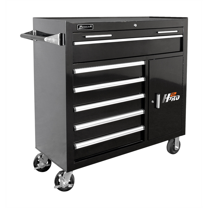 Homak Manufacturing 41'' H2Pro Series 6 Drawer Rolling Cabinet, Black HOMBK04041062