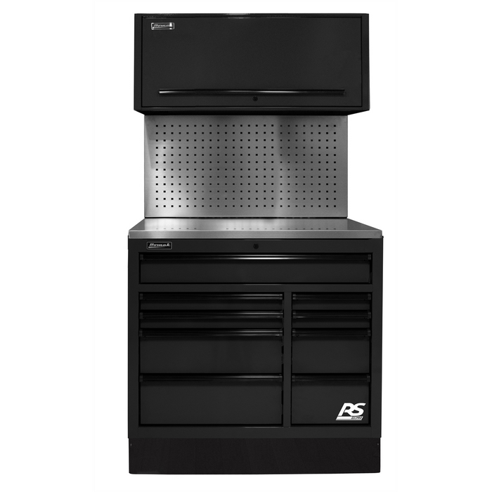 Homak Manufacturing 41'' Centralized Tool Storage(CTS) Set includes Roller Cabinet,Canopy,Support Beams,Base Guard, Stainless Steel Top, Leg Levelers, and Tool Board Back Splash HOMBKCTS41002