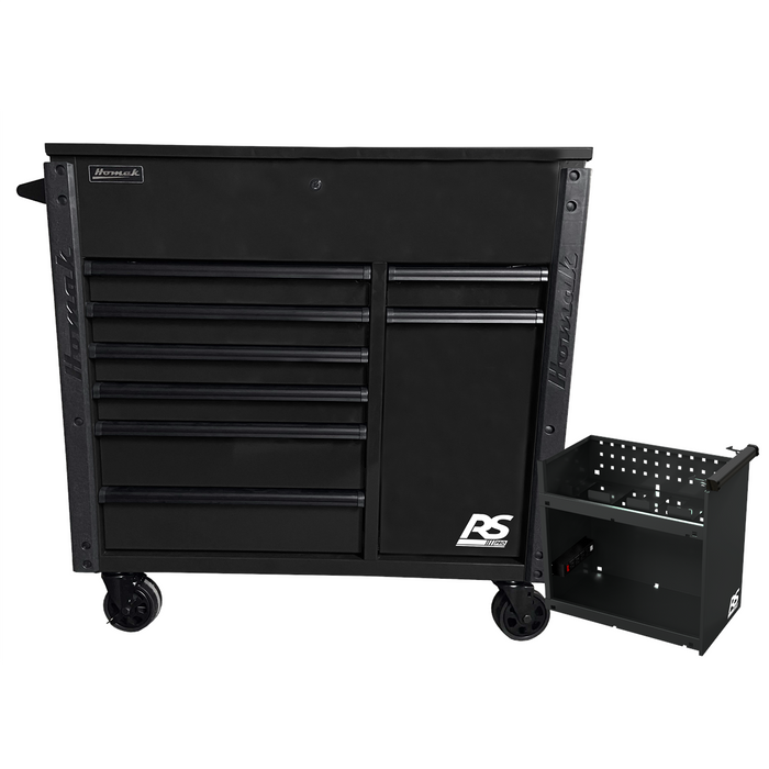 Homak Manufacturing 44" 8-Drawer Service Cart with Power Tool Holder Drawer- Black HOMBK06044080