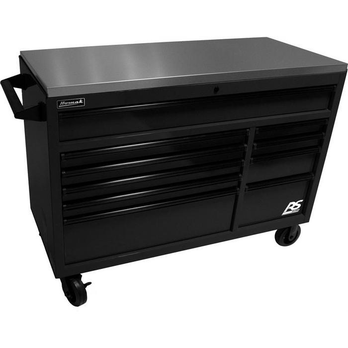 Homak Manufacturing 54" RSPro Rolling Workstation with Stainless Steel Top Worksurface-Black HOMBK04054014