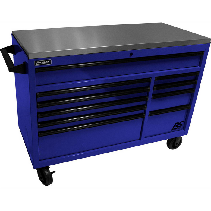 Homak Manufacturing 54" RSPro Rolling Workstation w/Stainless Steel Top Worksurface-Blue HOMBL04054014