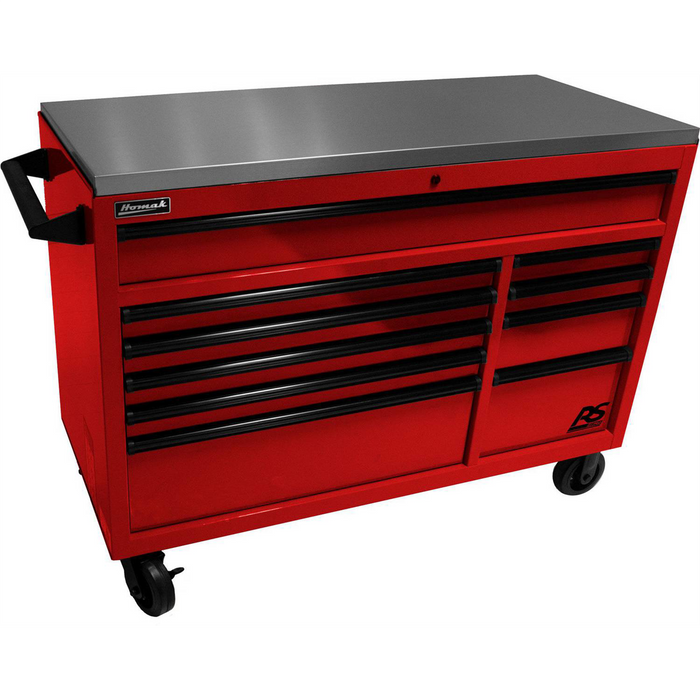 Homak Manufacturing 54" RSPro Rolling Workstation w/Stainless Steel Top Worksurface-Red HOMRD04054014
