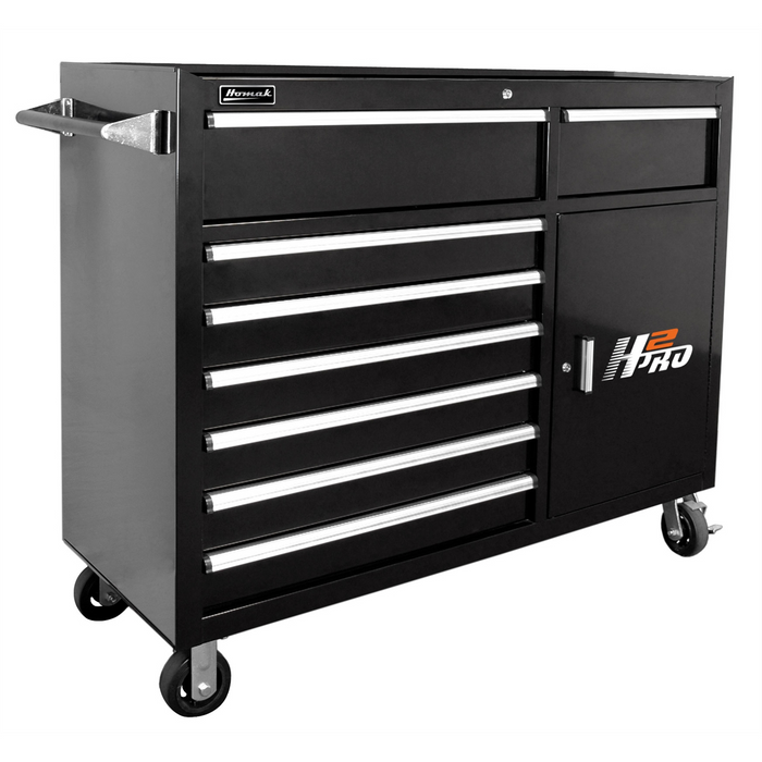 Homak Manufacturing 56'' H2Pro Series 8 Drawer Rolling Cabinet, Black HOMBK04056082