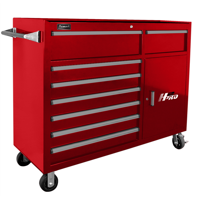 Homak Manufacturing 56'' H2Pro Series 8 Drawer Rolling Cabinet, Red HOMRD04056082