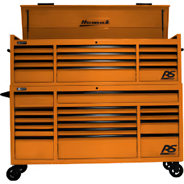 Homak Manufacturing 72" RS Pro 12-Drawer Top Chest and 16-Drawer Roller Cabinet Combo - Orange HOMOG07072280