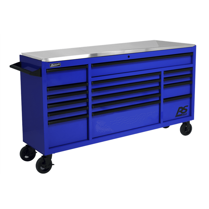 Homak Manufacturing 72" RS Roller Cabinet Blue Stainless Steel Top HOMBL04072164