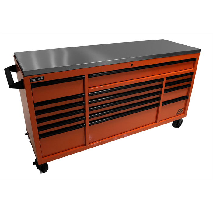 Homak Manufacturing 72" RS Roller Cabinet Orange Stainless Steel Top HOMOG04072164