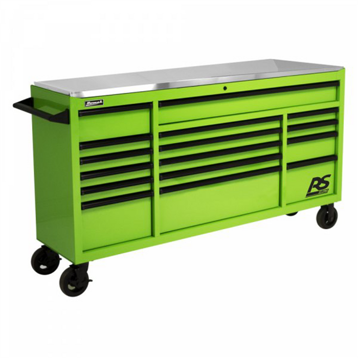 Homak Manufacturing 72'' RS Pro Roller Cabinet with Stainless Steel Top- Green HOMLG04072164