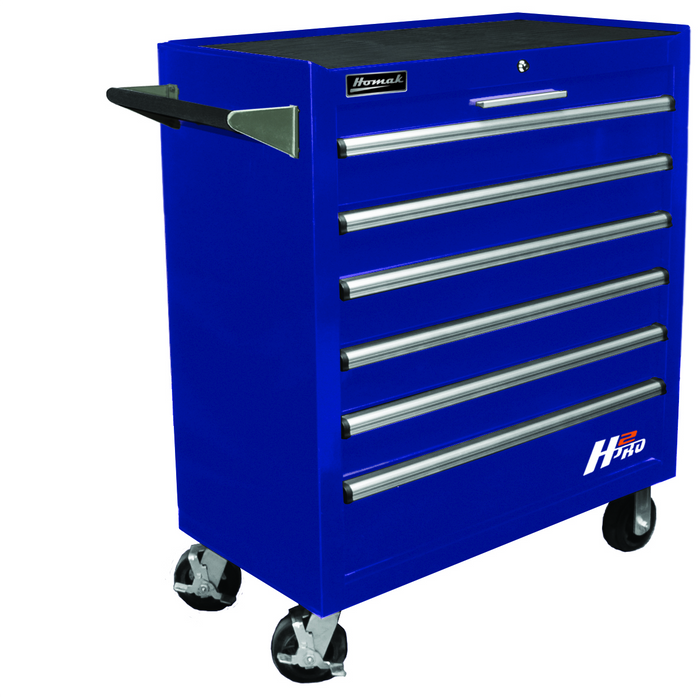Homak Manufacturing H2PRO Series 36" 6-Drawer Roller Cabinet, Blue HOMBL04036061