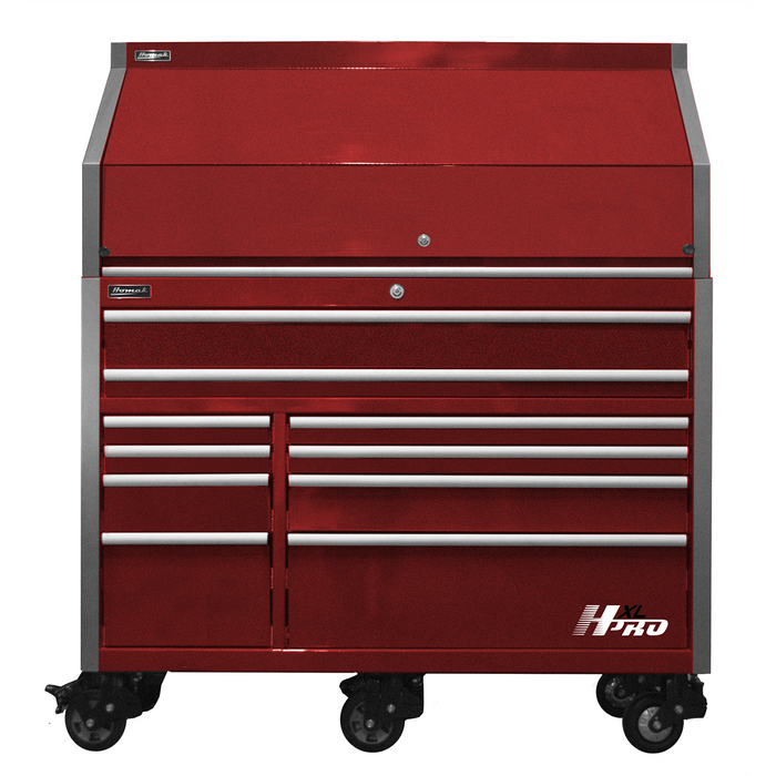 Homak Manufacturing HXL Pro Series 30" Deep 18-Drawer Roller Cabinet and Top Hutch Combo - Red HOMHX07060103