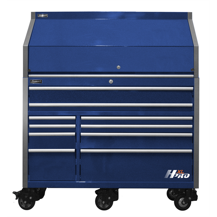 Homak Manufacturing HXL Pro Series 30" Deep 18-Drawer Roller Cabinet and Top Hutch Combo - Blue HOMHX07060102