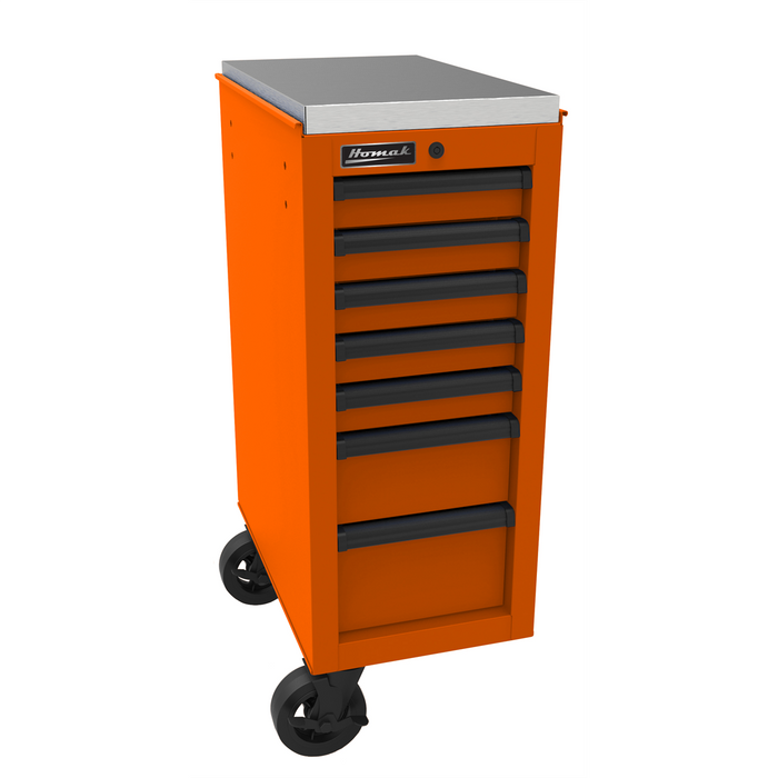 Homak Manufacturing RS PRO 14-1/2'' 7-Drawer Side Cabinet, Orange HOMOG08014070