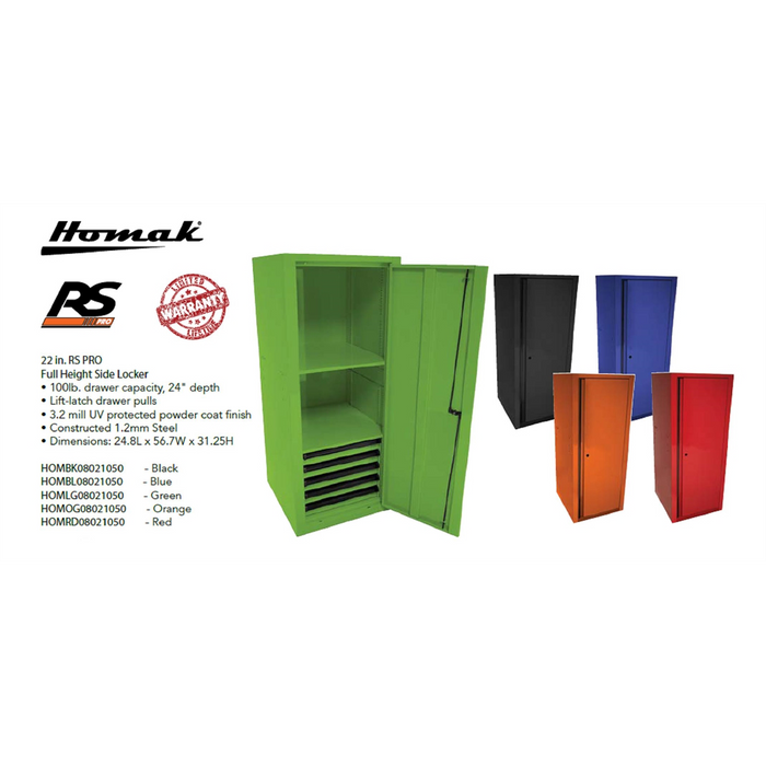 Homak Manufacturing RS PRO 22'' Full Height Side Locker, Lime Green HOMLG08021050