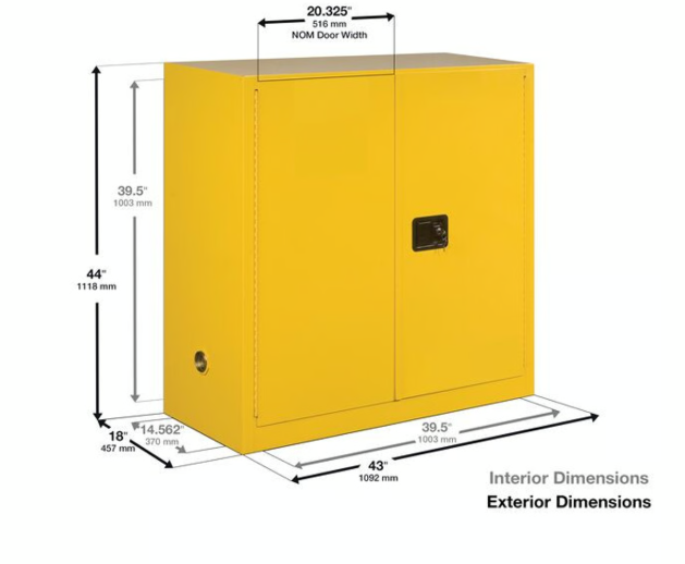 Justrite Mfg. Co. 40 Gallon Cabinet Yellow JUS893010
