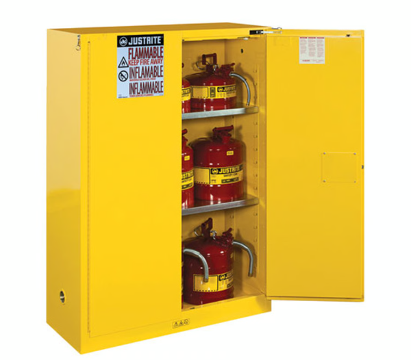 Justrite Mfg. Co. Cabinet Flammable Safety 90 Gallon Self Close Yellow JUS899020