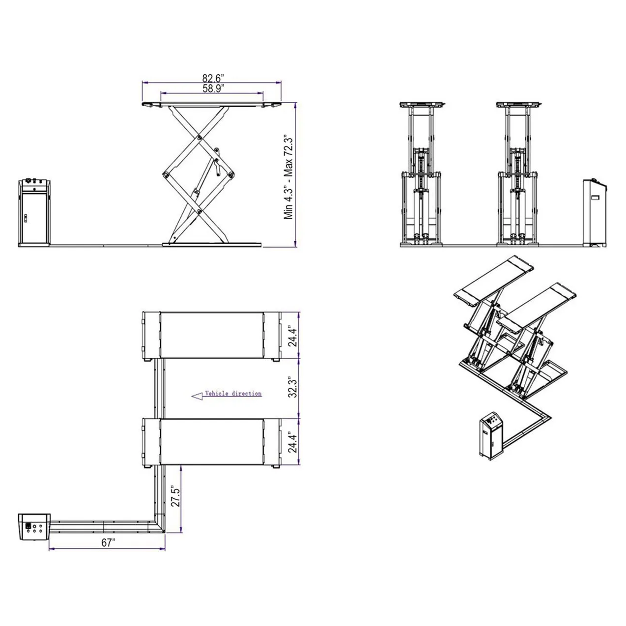 Scissor Lift | 8000 lbs Lift Cap. | Katool KT-X95 — Prime Industrial USA