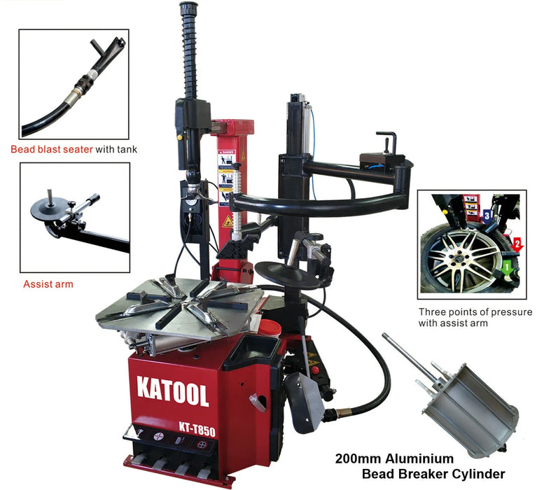 Tire Changer | Tilt-Arm | Wheel Clamp | 2HP | Katool KT-T850