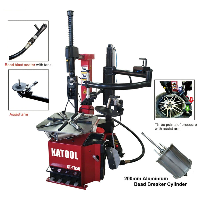 Tire Changer | Tilt-Arm | Wheel Clamp | 2HP | Katool KT-T850