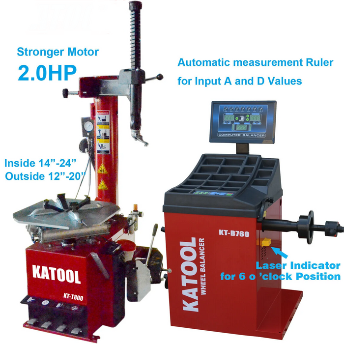 Combo | Tire Changer and Wheel Balancer | Katool T800+B760