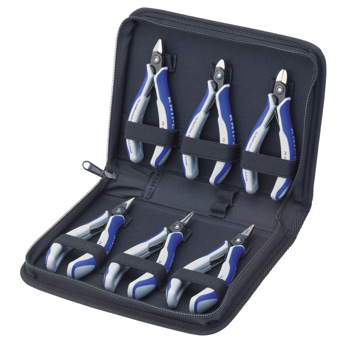 KNIPEX 6 Pc Precision Electronics Pliers Set in Zipper Pouch KNP002016P