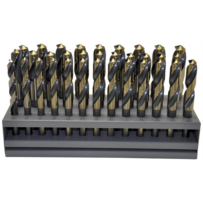 KnKut KnKut 33 Piece S&D 1/2" Reduced Shank Drill Bit Set 1/2"-1" by 64ths KNK33KK12