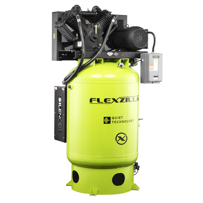 Legacy Manufacturing Flexzilla 10 HP Air Compressor with Silencer, 120 Gallon, 230V, 1-Phase, 2-Stage Vertical – LEGFS10V120V1