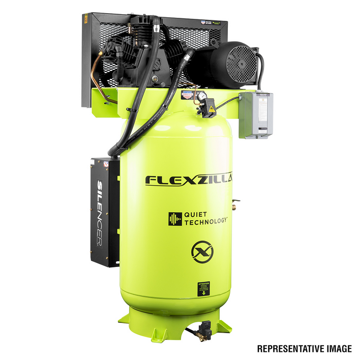 Legacy Manufacturing Flexzilla 10 HP Air Compressor with Silencer, 80 Gallon, 230V, 1-Phase, 2-Stage Vertical – LEGFS10V080V1