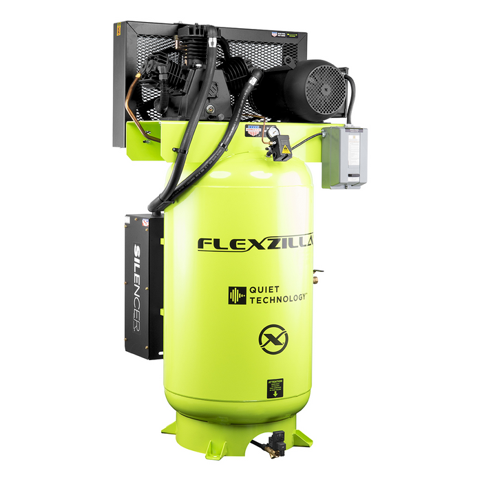 Legacy Manufacturing Flexzilla 5 HP Air Compressor with Silencer, 80 Gallon, 230V, 1-Phase, 2-Stage Vertical – LEGFS050V80Y1
