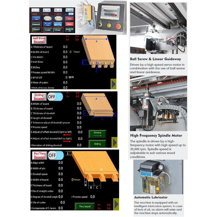 CNC Dovetail Machine | 6 Styles | Lobo Castaly CM-600CNC-6S