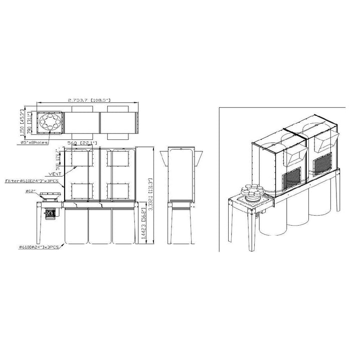 Dust Collect System | 10HP | In-Out Door | Lobo Castaly DC-10OID