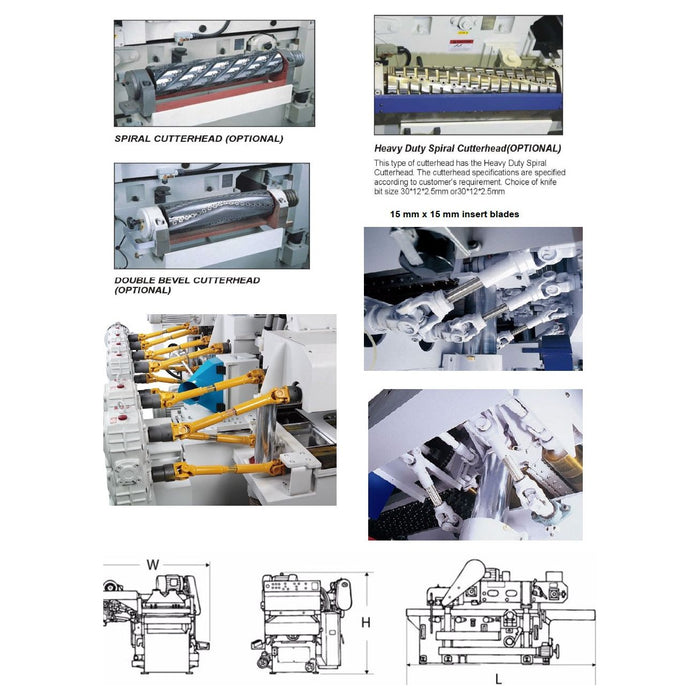 Universal Joint Feed | 24" | Two Side Planer with Spiral Cutter | Lobo Castaly PL-24-JS