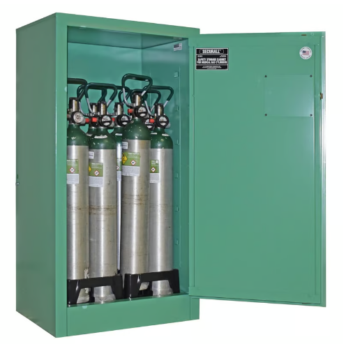 Medical Gas Cylider Storage Cabinet | 12 Capacity | D,E Oxygen | Self-Latch | Securall