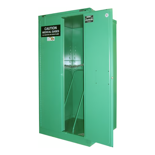 Medical Gas Cylider Storage Cabinet | 12 Capacity | H Oxygen | Safe-T-Doos | Self-Close |Self-Latch | Securall