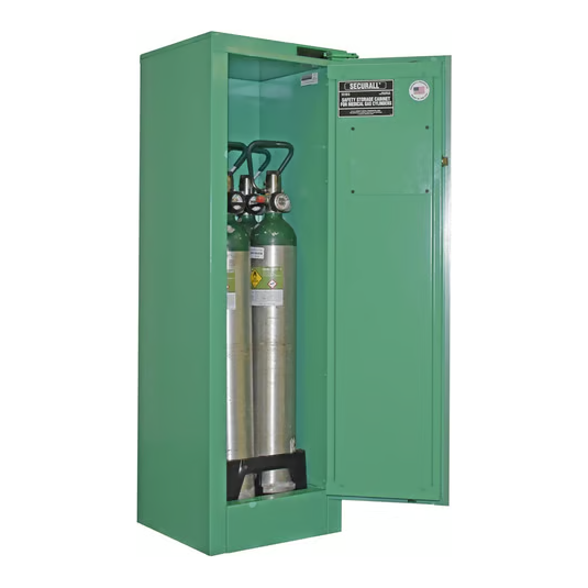 Medical Gas Cylider Storage Cabinet | 4 Capacity | D,E Oxygen | Safe-T-Door | Self-Close | Self-Latch | Securall