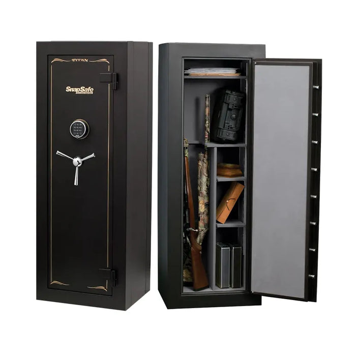 Modular Safe | Titan | Access Code/Key Entry | Black | 9 Gauge Steel | 9 Gun Slots | 12+ Long Gun Capacity | SnapSafe 75010