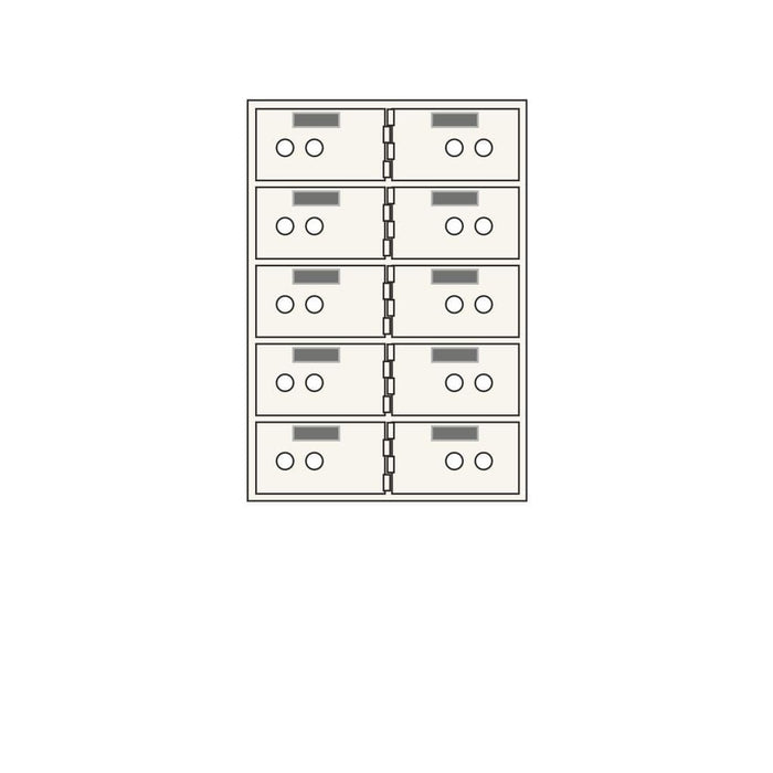 Socal Safe Bridgeman 10 openings 3"x 5" Safe Deposit Box 75 lbs SDXN-10