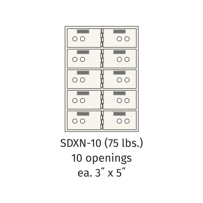 Socal Safe Bridgeman 10 openings 3"x 5" Safe Deposit Box 75 lbs SDXN-10