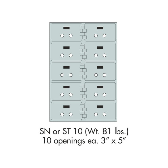 Socal Safe Bridgeman 10 openings 3'' x 5'' Modular  Safe Deposit Box 81 lbs ST 10